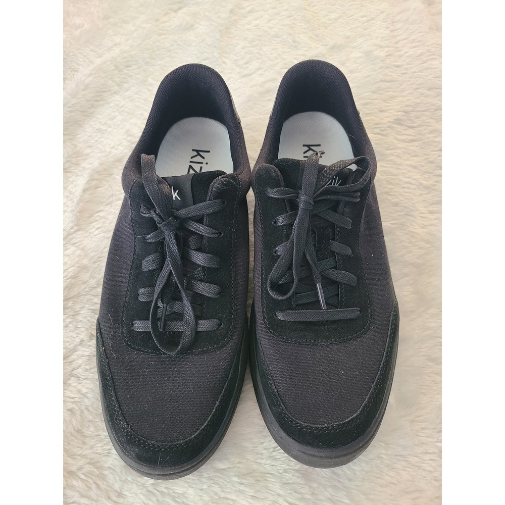 Kizik Prague HandsFree Black Canvas Sneakers Mens 9 Womens 10.5 Wide DPRABK02-2E